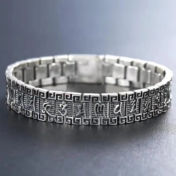 Sterling Silver Buddhist Mantra Chain Bracelet Main image