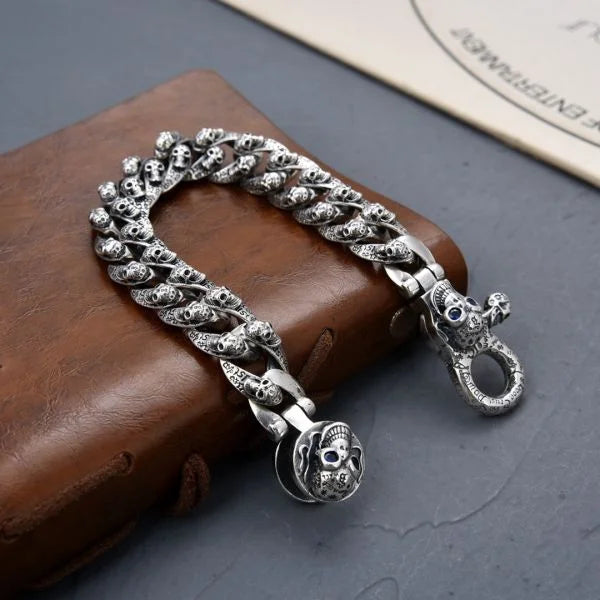 Sterling Silver Dark Hip-Hop Skull Bracelet Main image