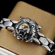 Sterling Silver Tiger Head Chain Bracelet Secondary image