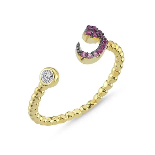 Shades of Pink Zircon Adjustable Size Waw Ring Main image