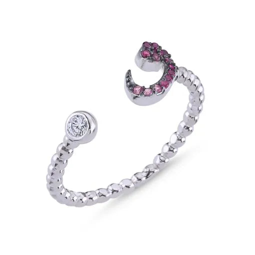 Shades of Pink Zircon Adjustable Size Waw Ring Secondary image