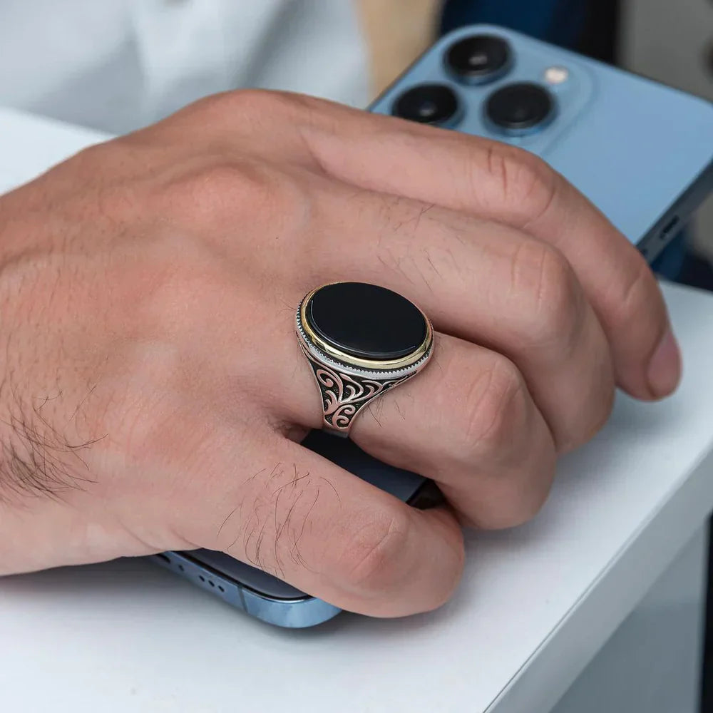 Classic Aqeeq -Silver Ring Secondary image