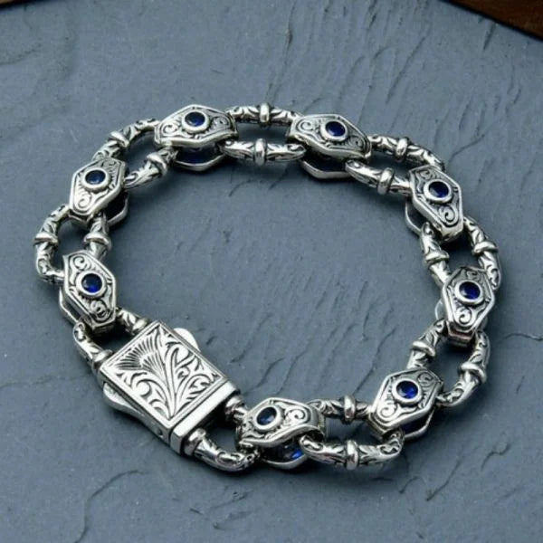 Sterling Silver Tang Grass Pattern Zircon Bracelet Main image
