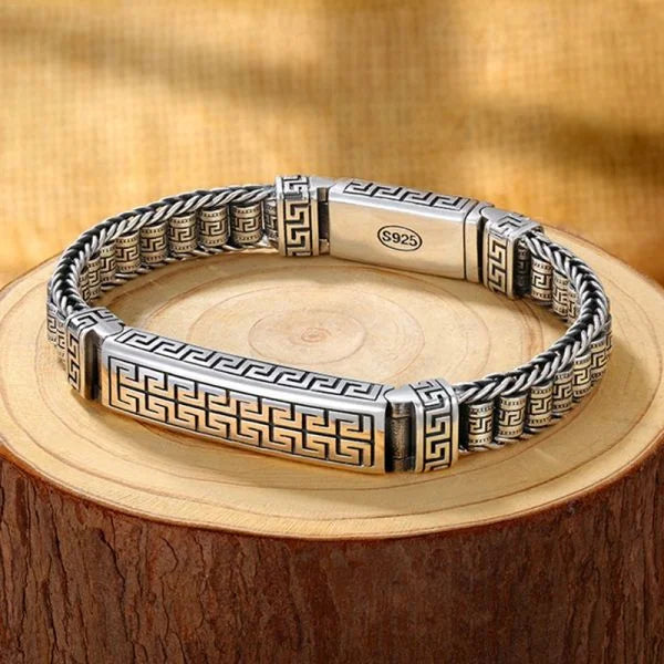 Sterling Silver Buddhist Totem Wheels Bracelet Main image