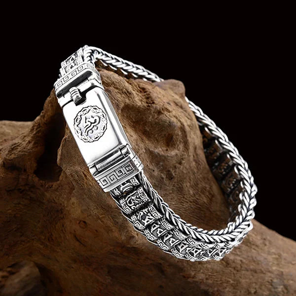 Sterling Silver Buddhist Mantra Prayer Wheels Bracelet Main image