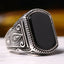 Silver Antique Black Onyx Stone Mens Ring
