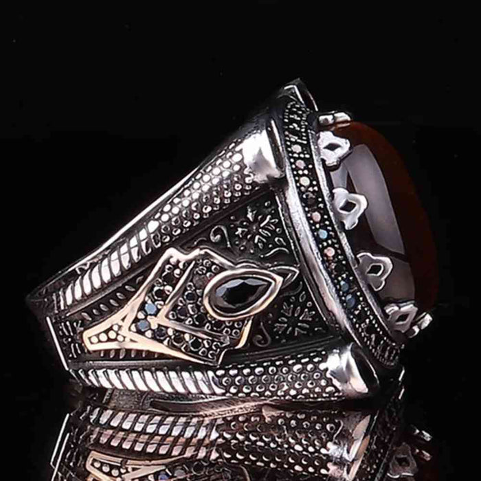 Silver Attractive Natural Tigers Eye Stone Mens Ring Secondary image
