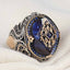 Silver Blue Amber Stone Mens Ring