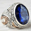 Silver Blue Sapphire Stone Handmade Ring for Men