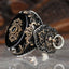 Silver Clear Onyx Stone Lion Mens Ring