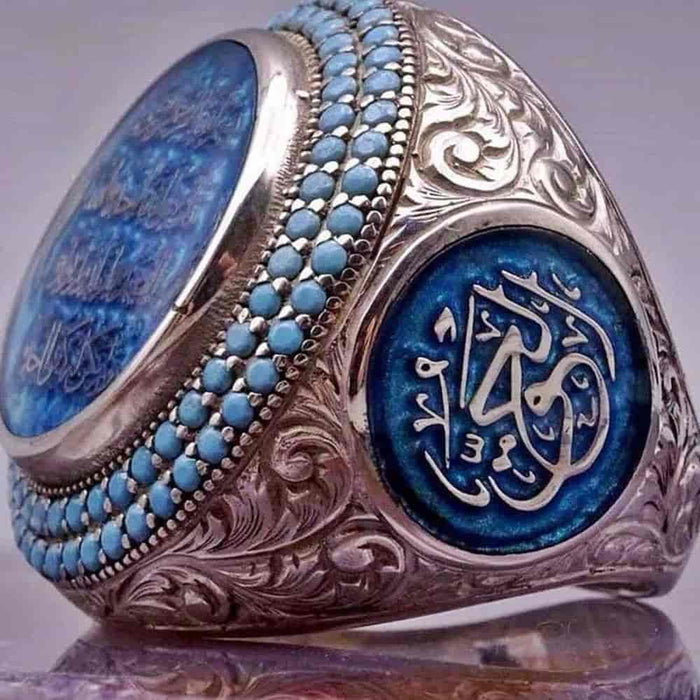 Silver Customizable Turquoise Stone Elegant Mens Ring Secondary image
