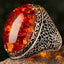 Silver Gorgeous Big Amber Stone Mens Ring