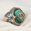 Silver Green Amber Stone Best Mens Ring