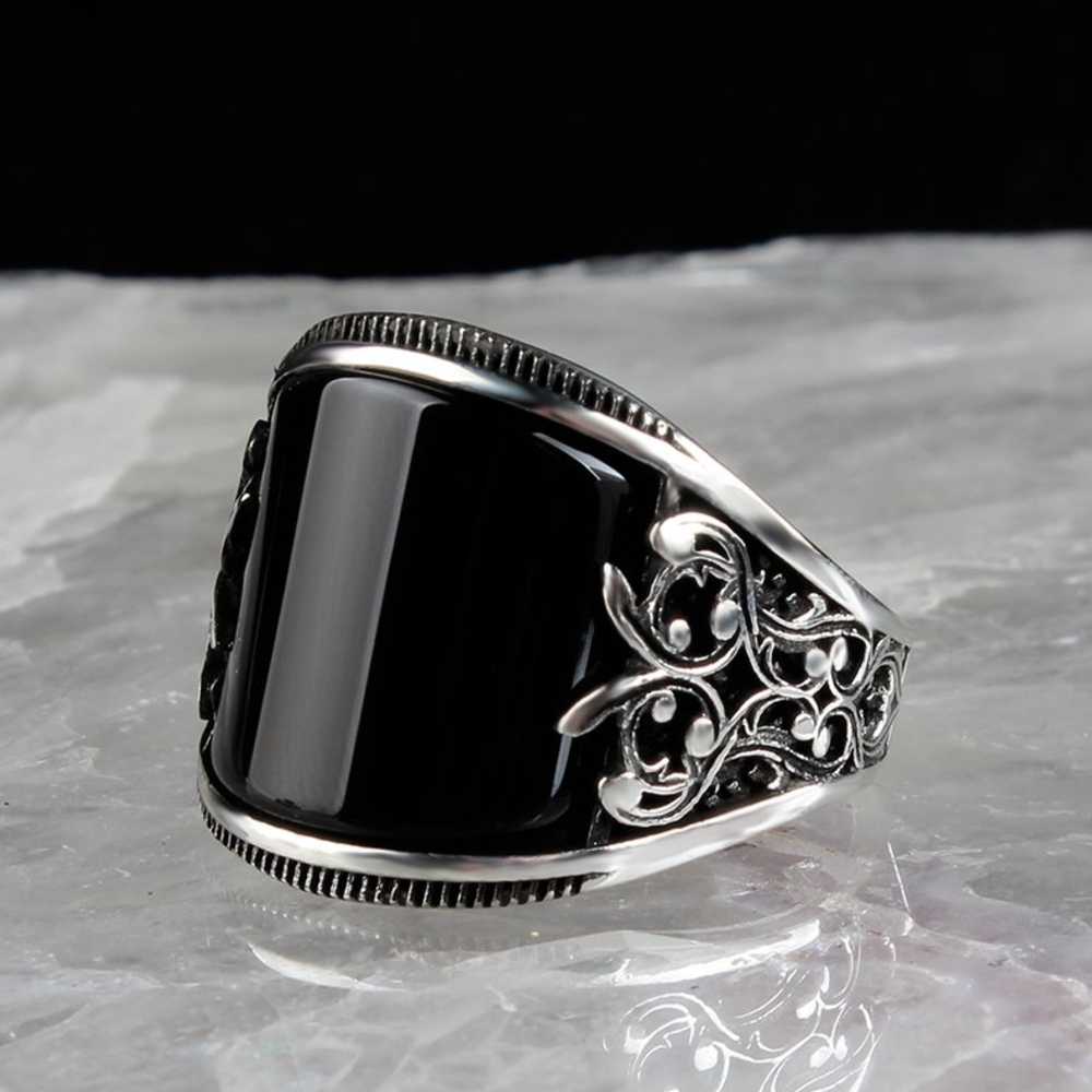 Silver Handsome Onyx Stone Mens Ring Main image