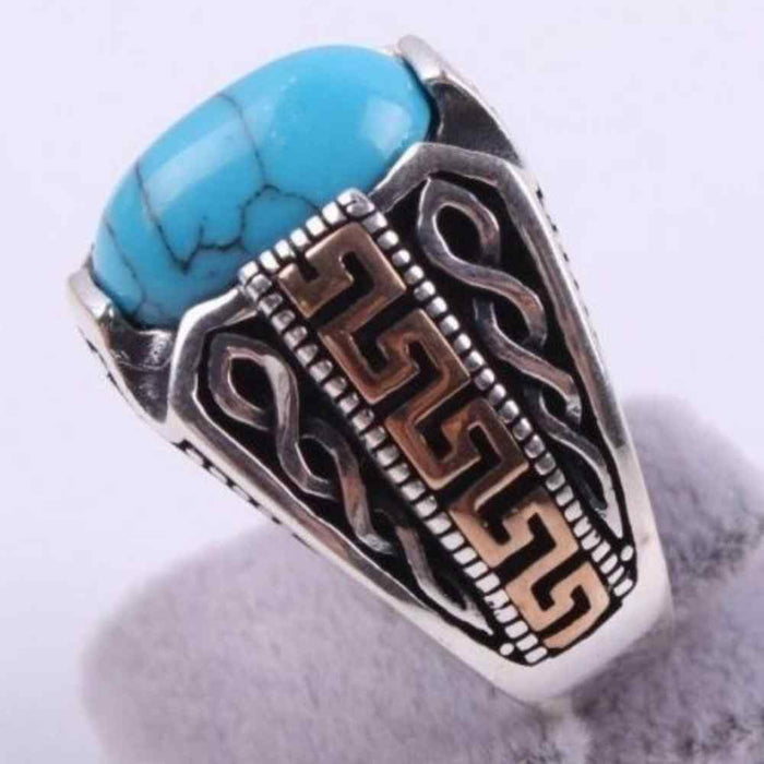 Silver Handsome Turquoise Stone Mens Ring Secondary image