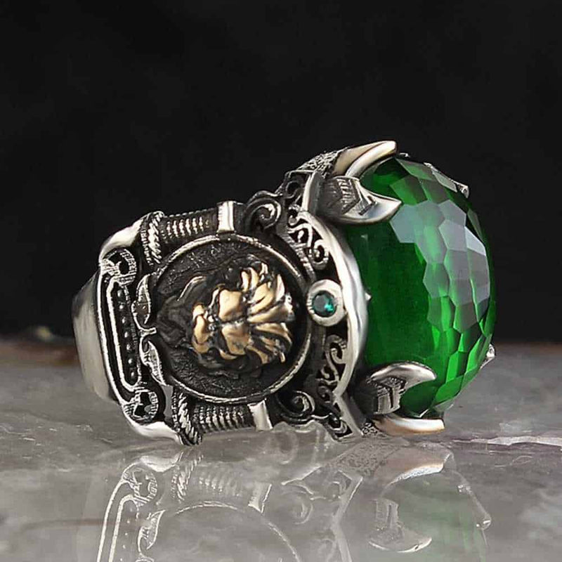 Silver Flashy Aquamarine Stone Mens Ring Main image