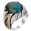Silver Mens Ring with Natural Blue Tigers Eye Stone