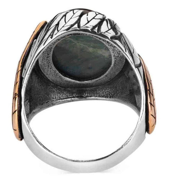 Silver Mens Ring with Natural Blue Tigers Eye Stone
