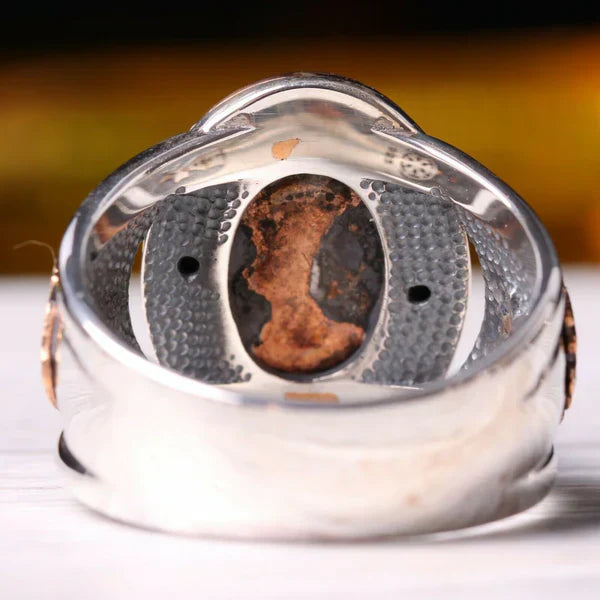 Silver Ottaman Agate Aqeeq Stone Mens Ring Secondary image