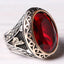Silver Ottoman Red Ruby Stone Mens Ring