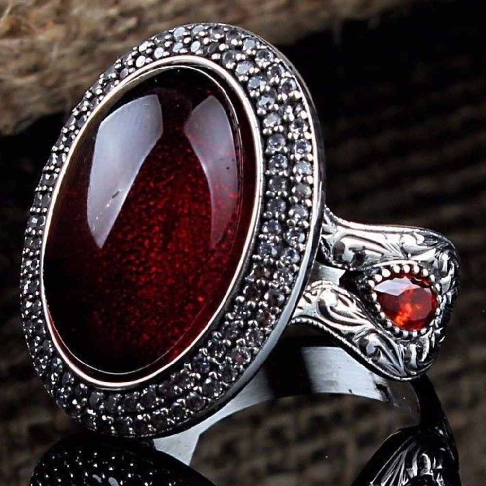 Silver Ruby and Zircone Stone Mens Ring Main image