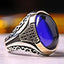 Silver Sapphire and Onyx Stone Luxury Mens Ring