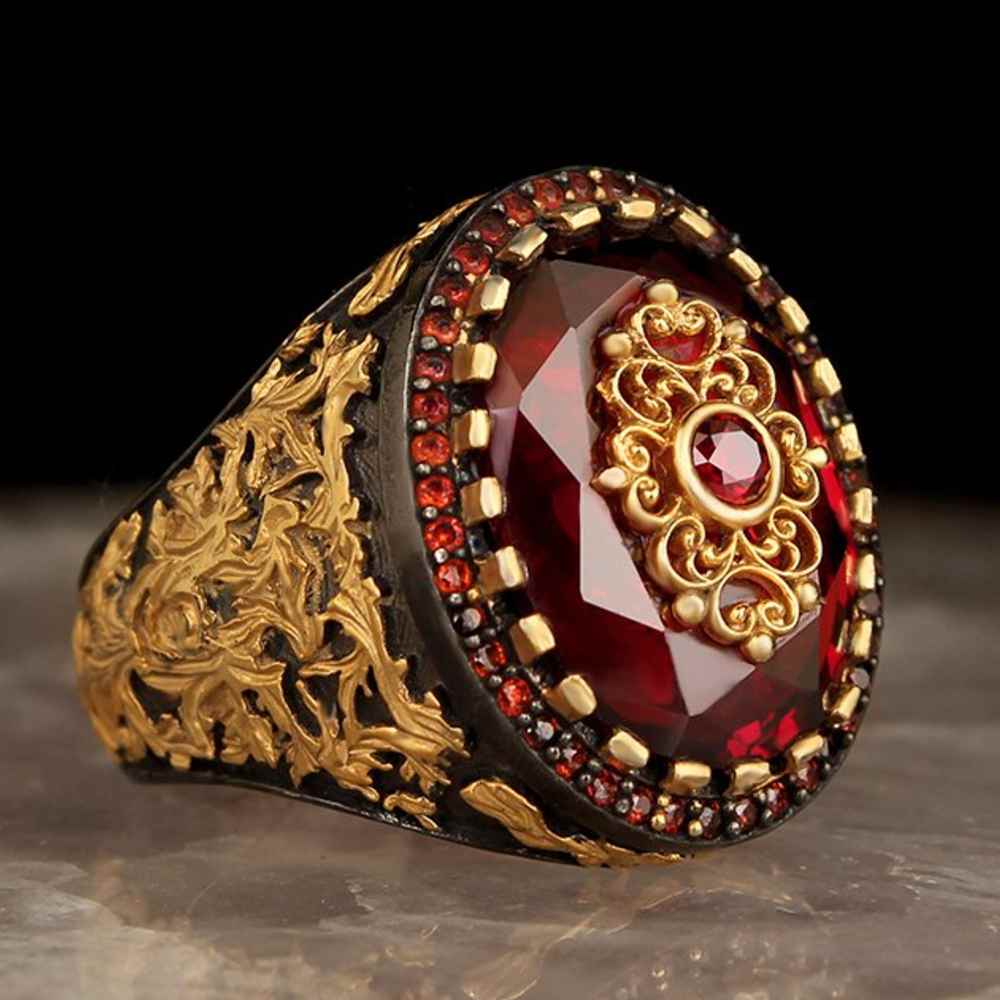 Silver Special Ruby Stone Luxury Mens Ring Main image