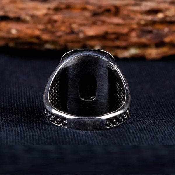 Double Headed Eagle Rectangle Ring With Tughra Sides