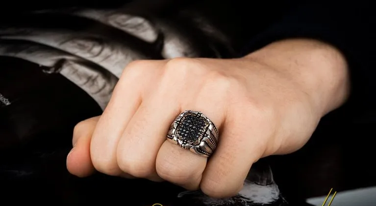 Elegant Black Zircon Covered Silver Ring Secondary image