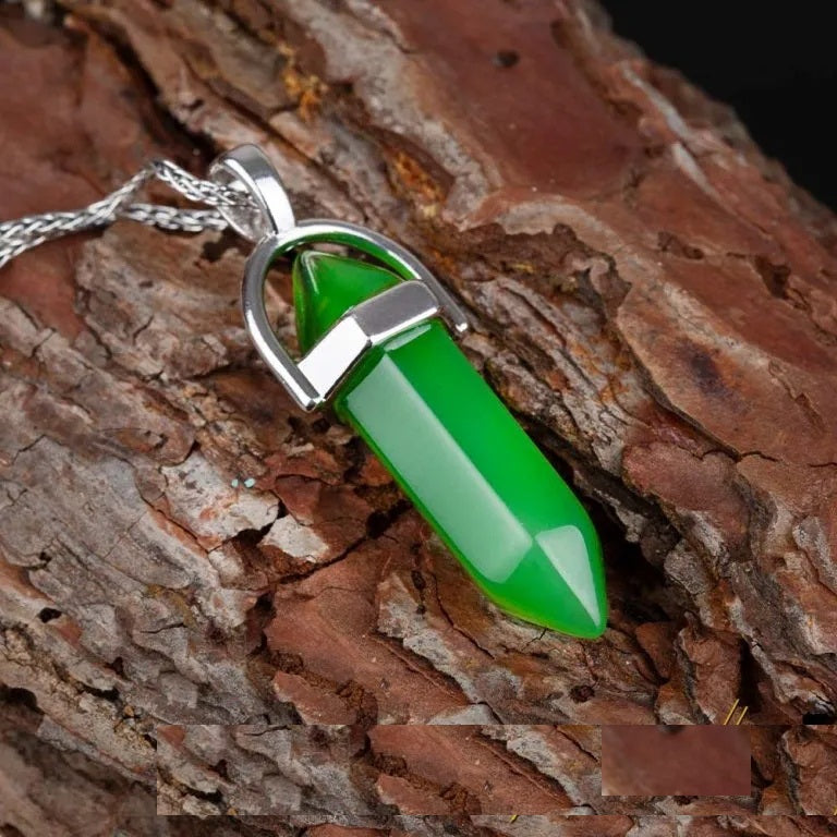 Green Jade Pen Shape Gemstone Women Pendant Secondary image