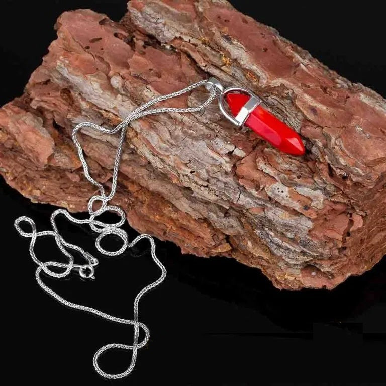 Red Coral Pen Shape Gemstone Women Pendant Main image