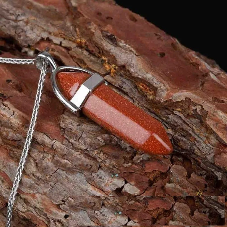 Brown Star Stone Pen Shape Gemstone Women Pendant Secondary image