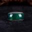 Green Aqeeq Special Curved Silver Ring