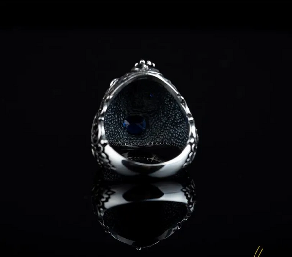 Roaring Lion Head Figure Blue Zircon Pieces Ring