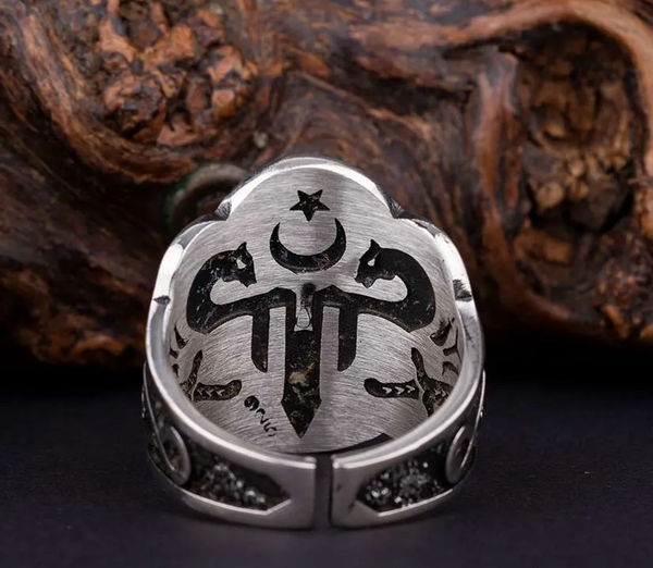 Adjustable Silver Thumb Ring With Anchor Figure