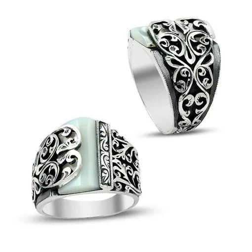 Charm Handmade Men Silver Ring 7006 Main image
