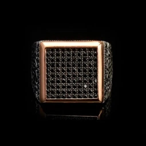Black Zircon Covered Classic Square Men Ring Main image
