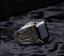 Black Zircon Octagon Cut Silver Men Ring