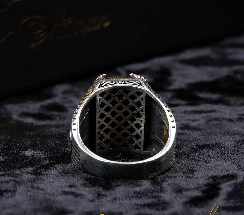 Black Zircon Octagon Cut Silver Men Ring Secondary image