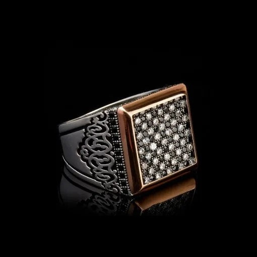 Black And White Zircon Covered Classic Ring Secondary image