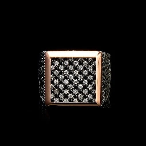Black And White Zircon Covered Classic Ring Main image