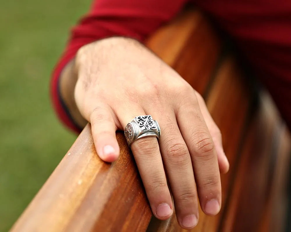 Charm Handmade Men Silver Ring Secondary image