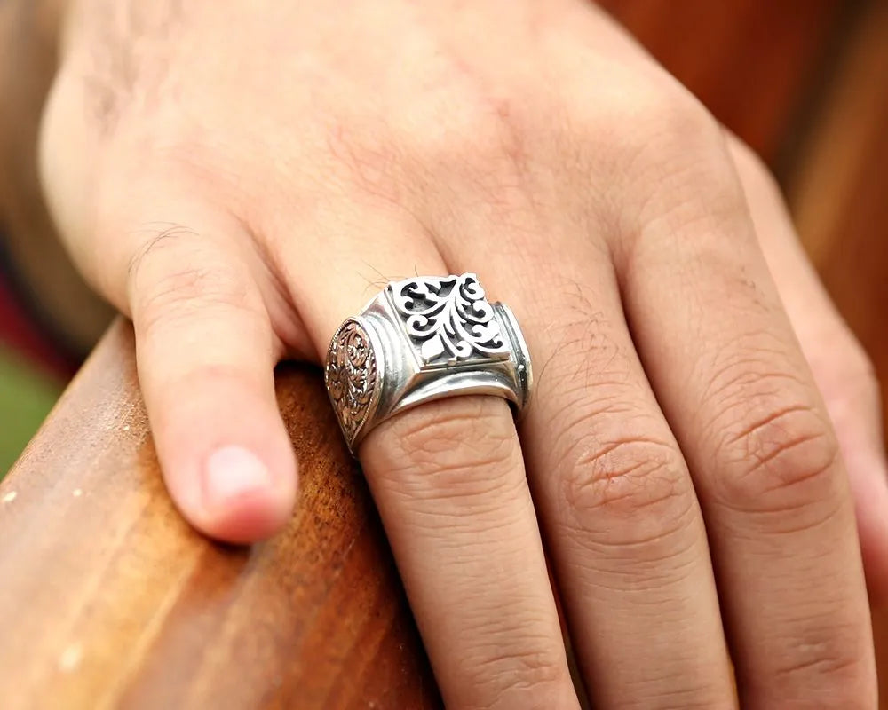 Charm Handmade Men Silver Ring Main image