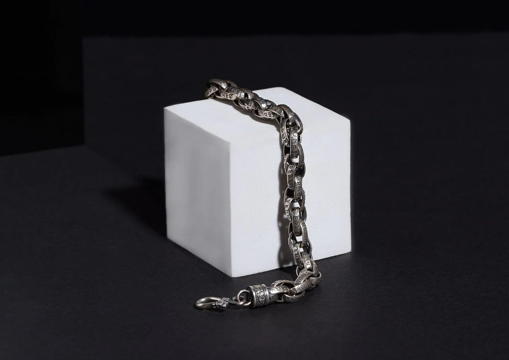 Cosmic Chant Oxidised Silver Men Bracelet