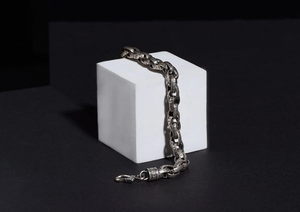 Cosmic Chant Oxidised Silver Men Bracelet