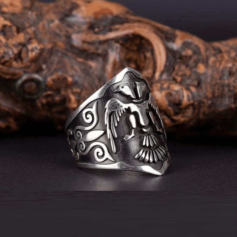 Double Headed Eagle Adjustable Silver Thumb Ring Secondary image
