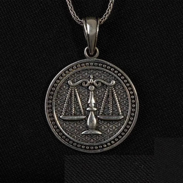 Scales of Justice Round Silver Necklace Secondary image