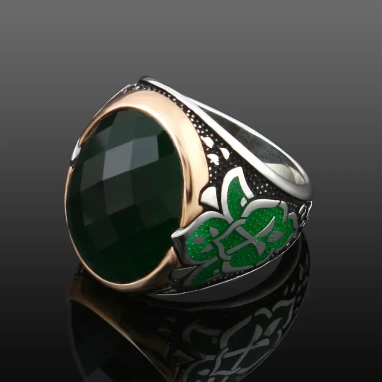 Exclusive Design Silver Men Ring With Green Zircon Main image