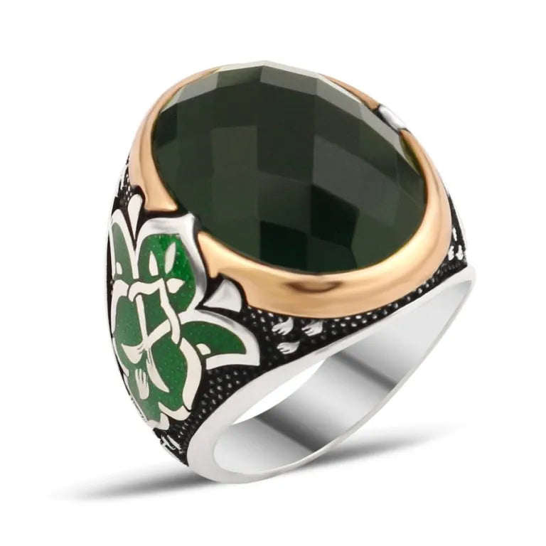Exclusive Design Silver Men Ring With Green Zircon Secondary image