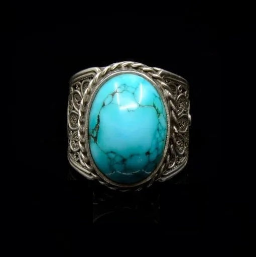 Filigree Silver Turquoise Handmade Silver Ring Secondary image